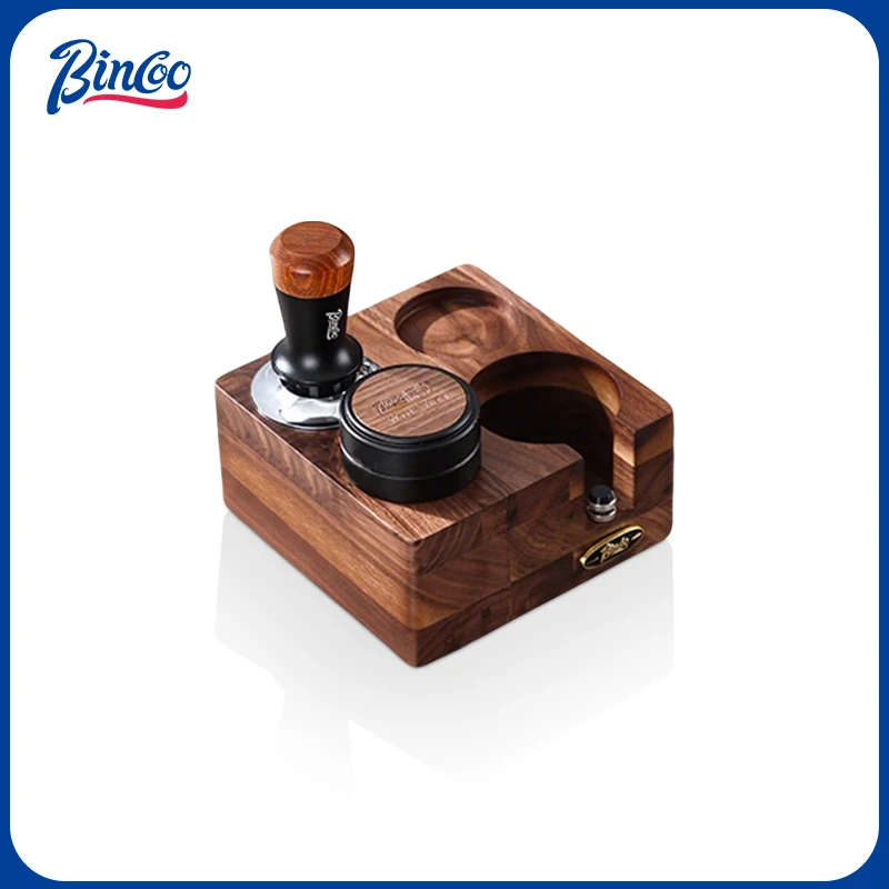 Bincoo胡桃木咖啡压粉底座压粉锤布粉器手柄收纳工具51/58mm
