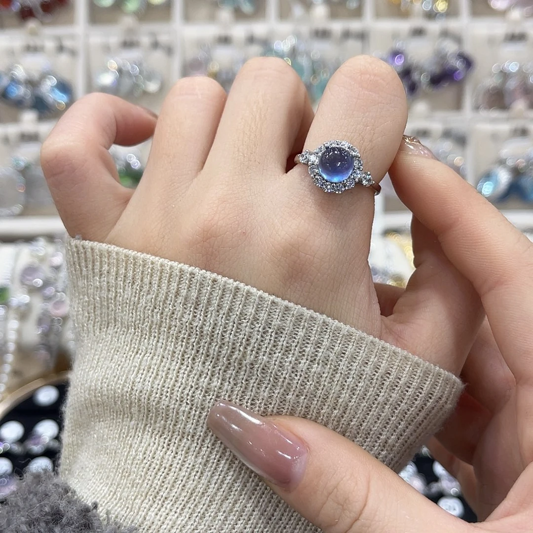 墨***姝蛇纹石玉银S925镶嵌戒指