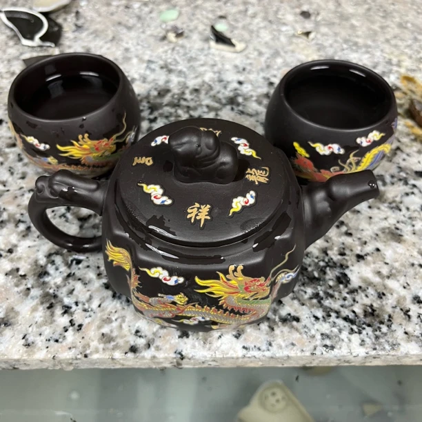 四方龙凤一壶两龙蛋杯变色凤鸣三件套