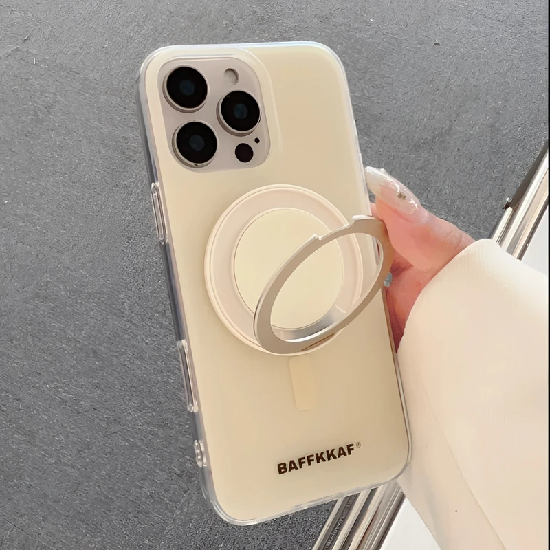 16promax适用苹果15手机壳14马卡龙13纯色360旋转磁吸支架12/11