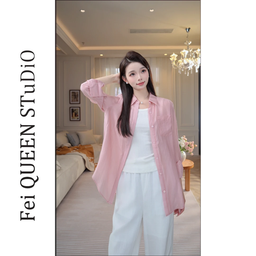 【QC】单口袋会呼吸的优质天丝防晒衬正肩空调衫显瘦衬衣XC0A0621 F