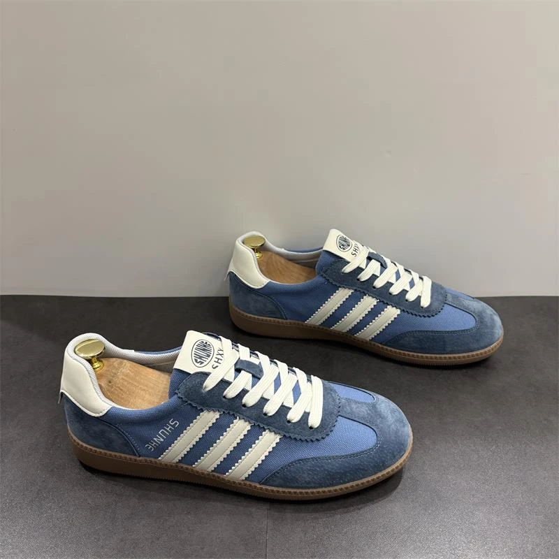 经典三条杠德训鞋男款夏季新款休闲运动布面透气舒适平底低帮板鞋