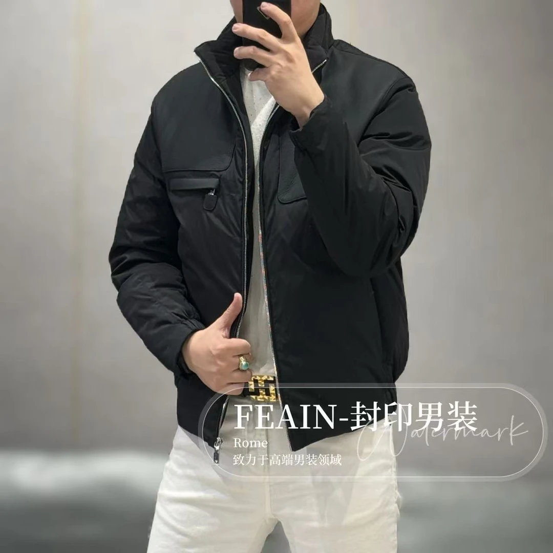 【鹅绒拼真皮】高端男士鹅绒服绵羊皮拼接夹克67695