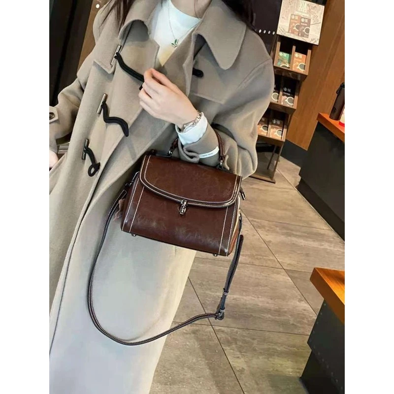 女包2025新款牛皮女包小众设计手袋时尚斜挎包