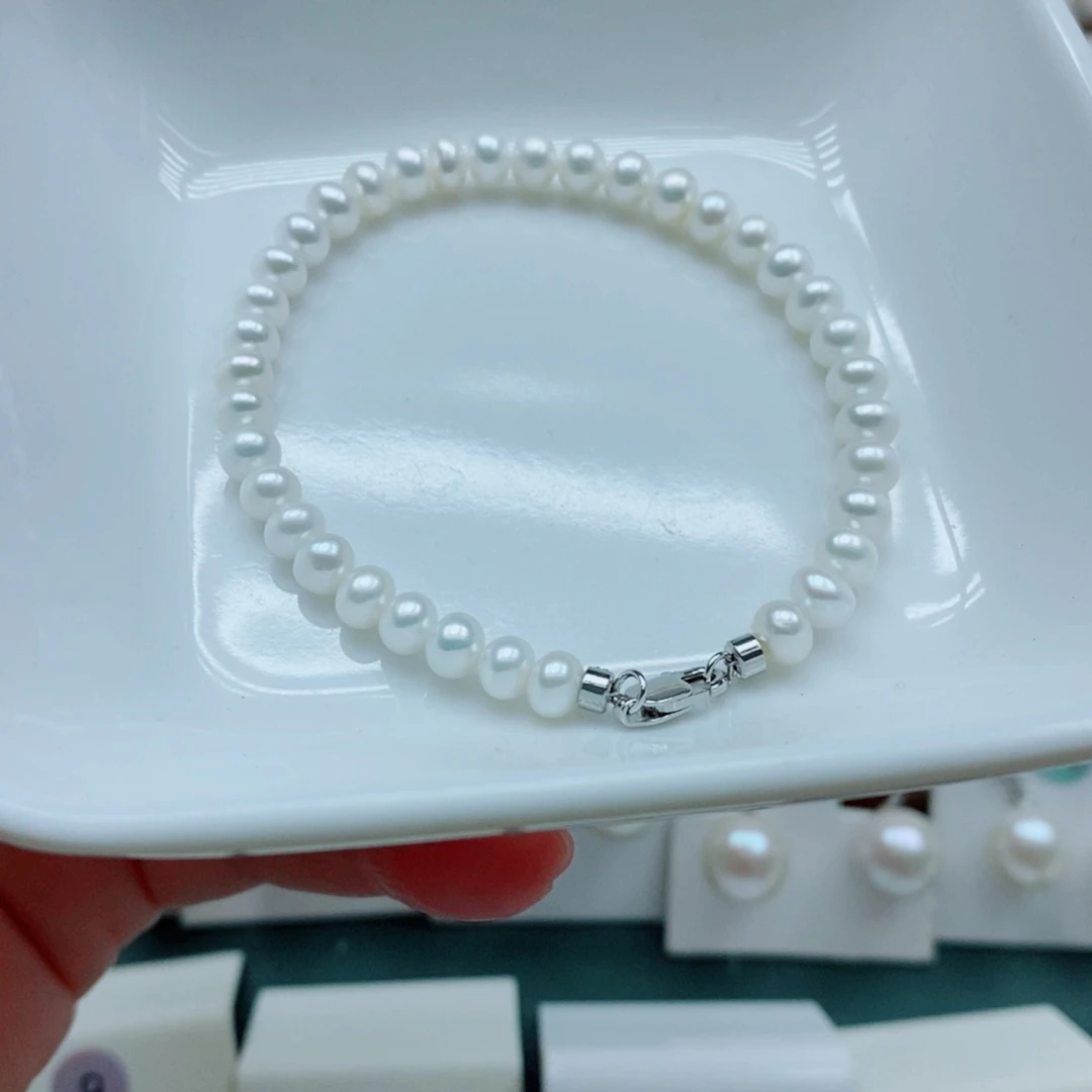淡水珍珠耳饰银S925镶嵌