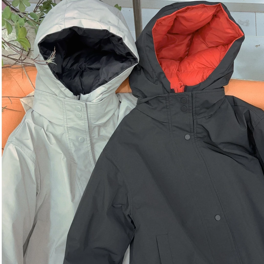 花郎家/冬季新款拼色连帽羽绒服7674