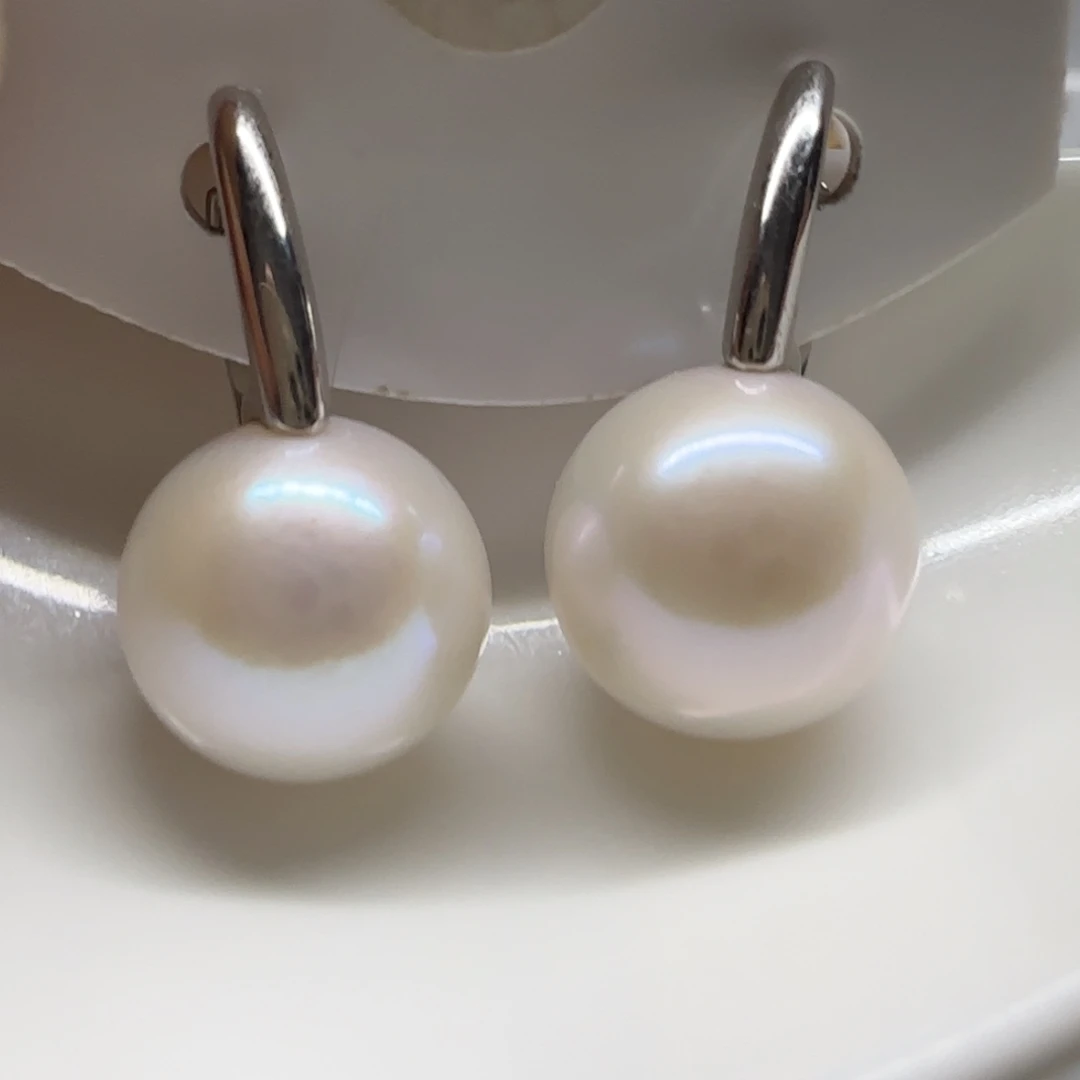 焦***蕉耳饰银S925镶嵌淡水珍珠12