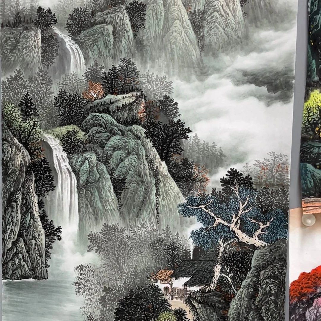 国画山**阔宣纸手绘，手工作品