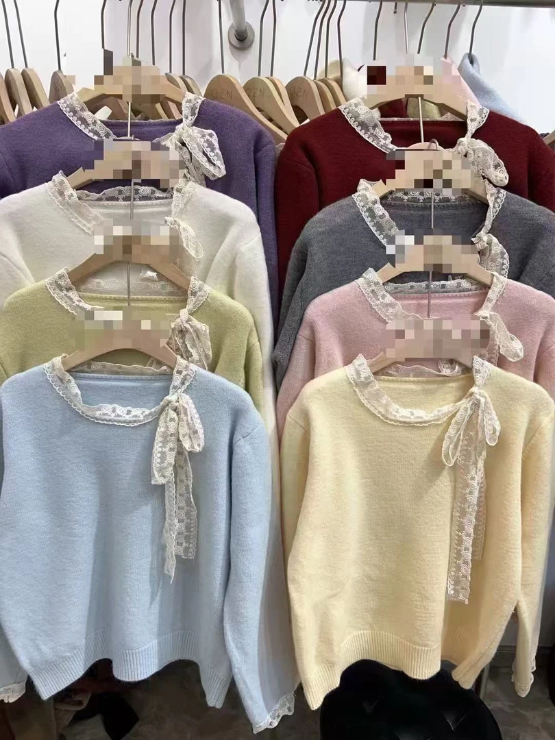 (韩傢)年货款蕾丝针织衣0022