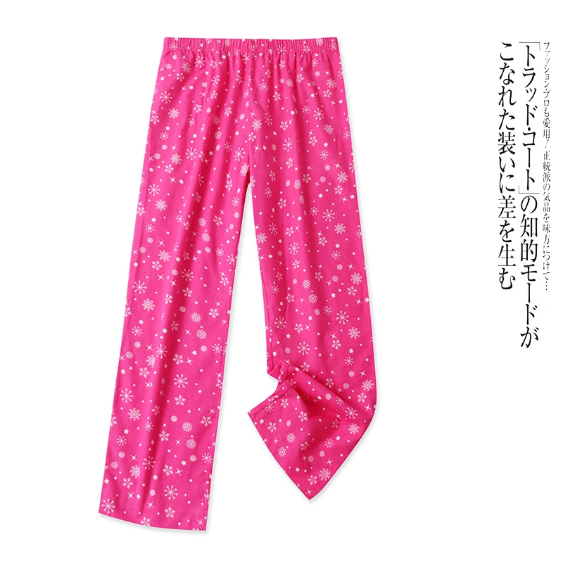 DT25220外贸日单女生家居服睡裤松紧腰宽松印花阳光绒家居裤