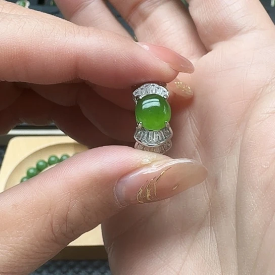 和田玉（碧玉）戒指银S925镶嵌