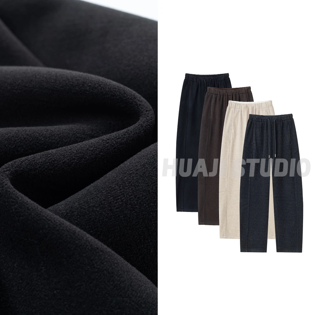 【水波纹加绒羊毛裤】冬季女大码加绒加厚松紧腰绵羊毛直筒裤5990