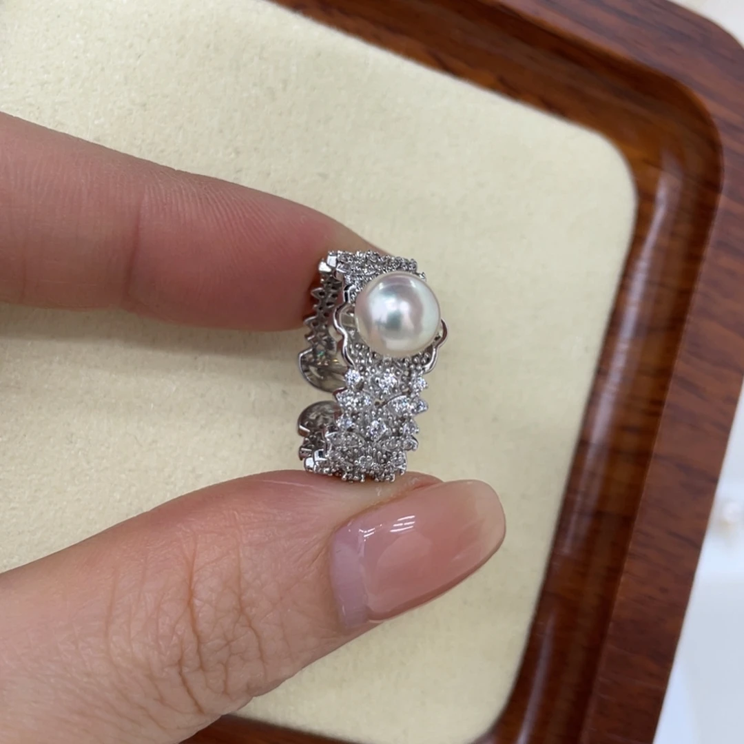 银S925镶嵌海水珍珠戒指
