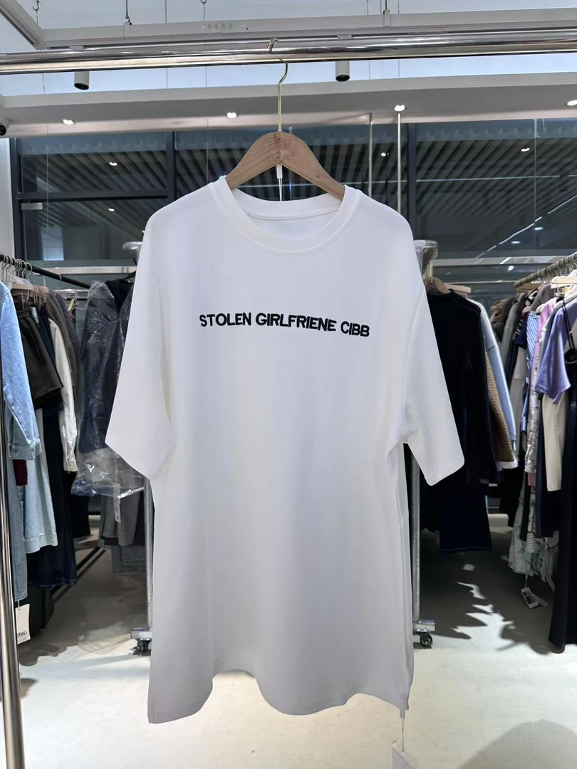 Q6821美式街头字母印花短袖T恤简约百搭宽松上衣