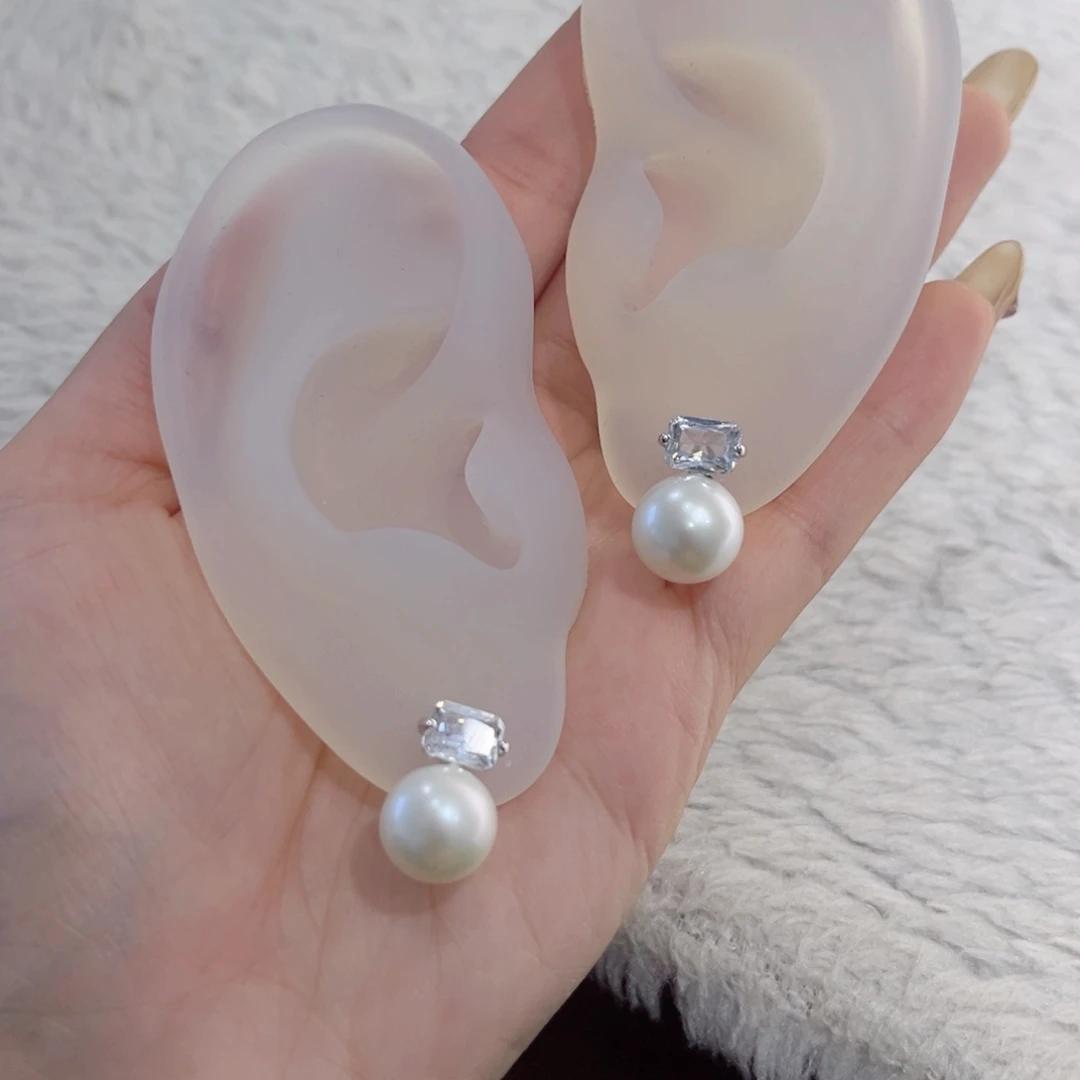 淡水珍珠耳饰银S925镶嵌