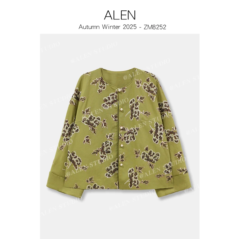 Alen女装店【花满枝头】国风新中式女装气质时尚重工刺绣外套ZM8252