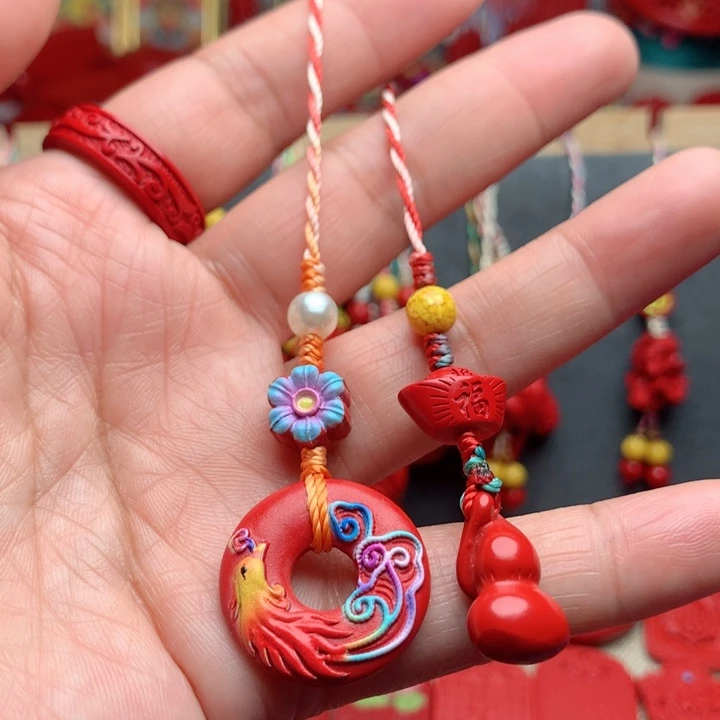 天然辰砂工艺品朱砂手机坠