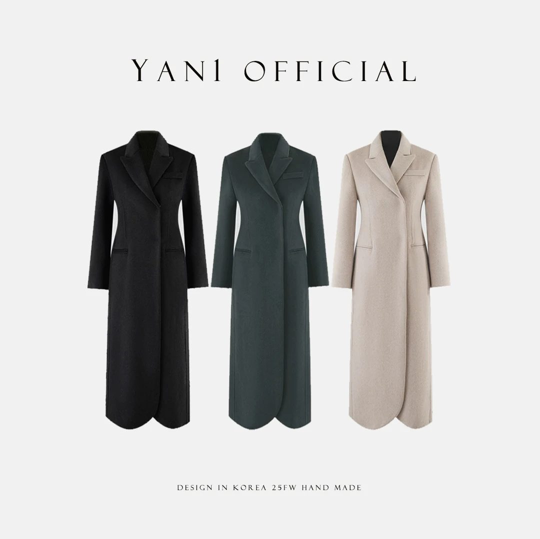 Yan1design/妍妍【欧尼大衣】 25秋冬双面100%羊毛大衣气质收腰款S3
