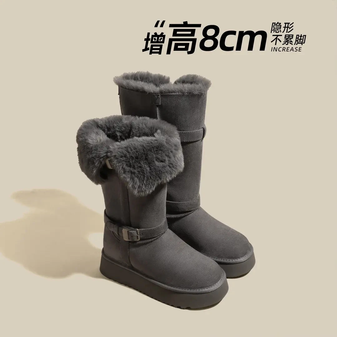 8cm内增高雪地靴女2025冬季新款加绒保暖长筒棉鞋防滑KM-O022-23