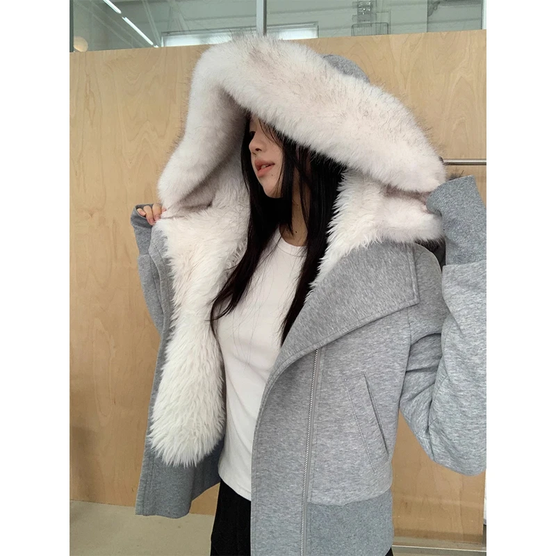 【秋秋清仓】短外套 冬季时尚百搭韩系拼接长袖卫衣短外套244Y3685