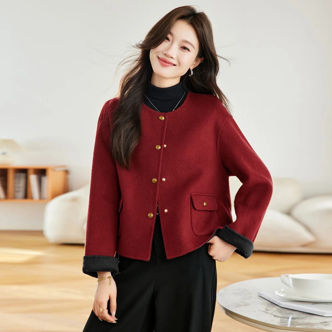 双面羊毛大衣女2025秋冬新款韩版气质时尚洋气减龄显瘦毛呢外套潮