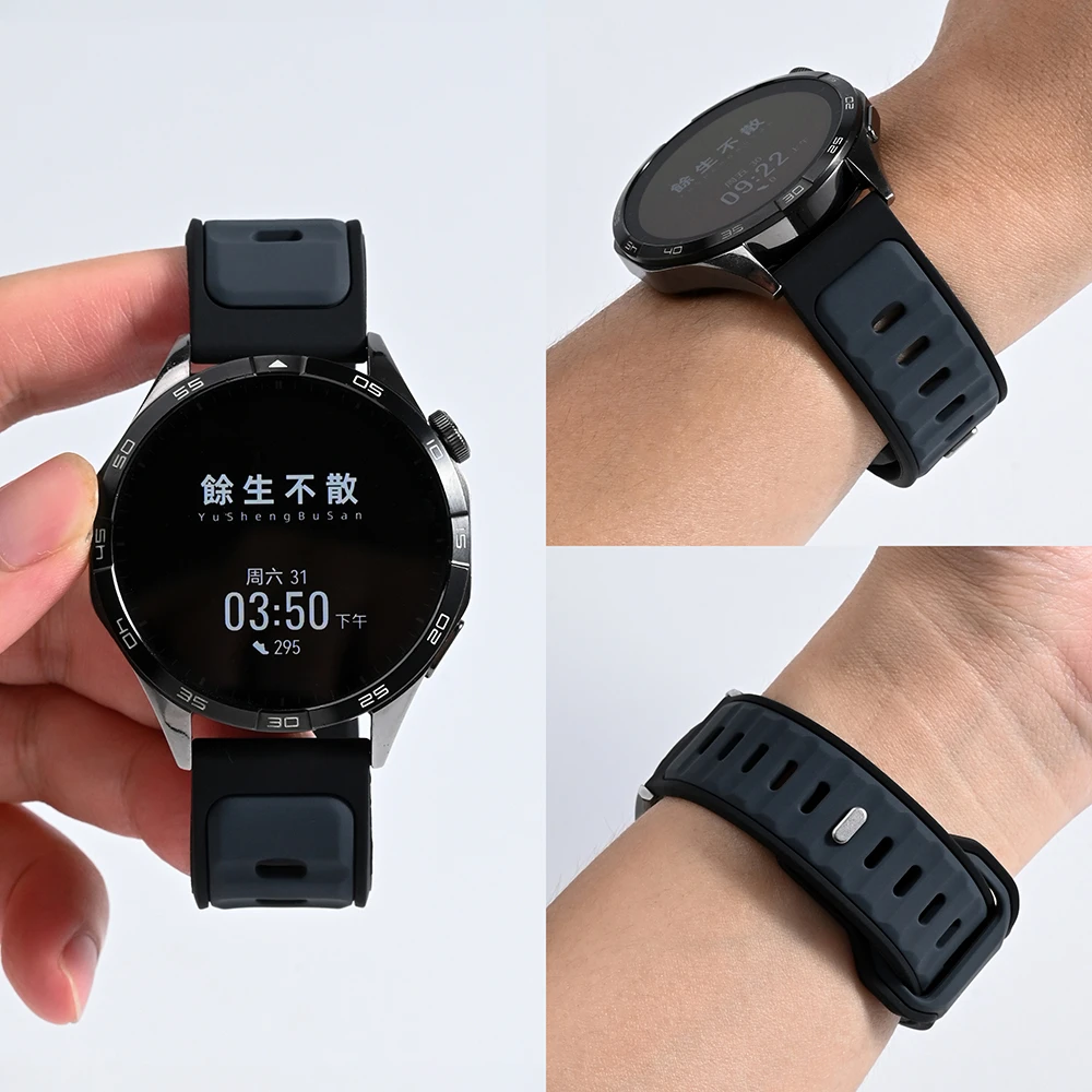 适用华为智能手表表带watch543pro金刚gt5432pro双色运动透气硅胶
