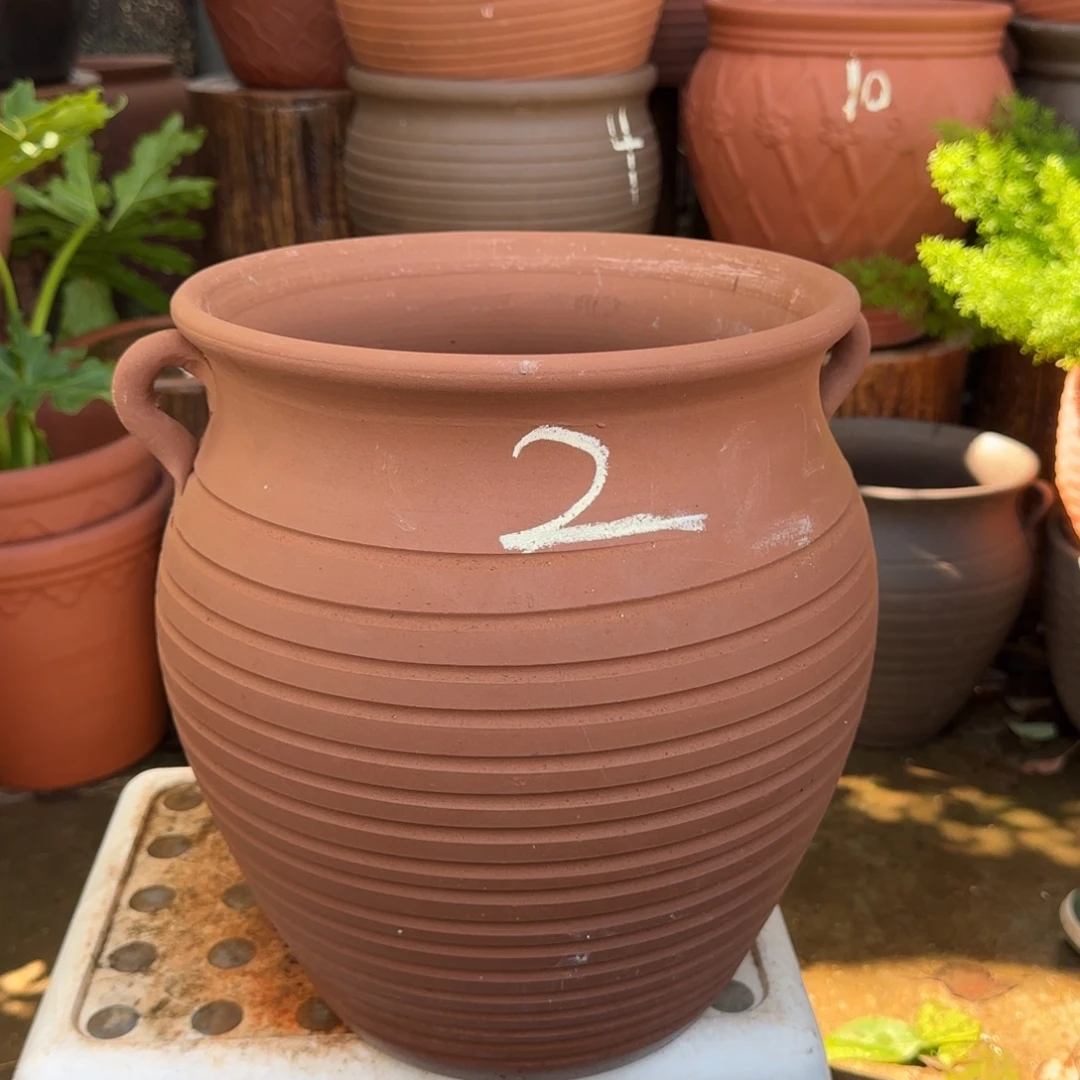 朱泥花盆口25高30宜兴紫砂