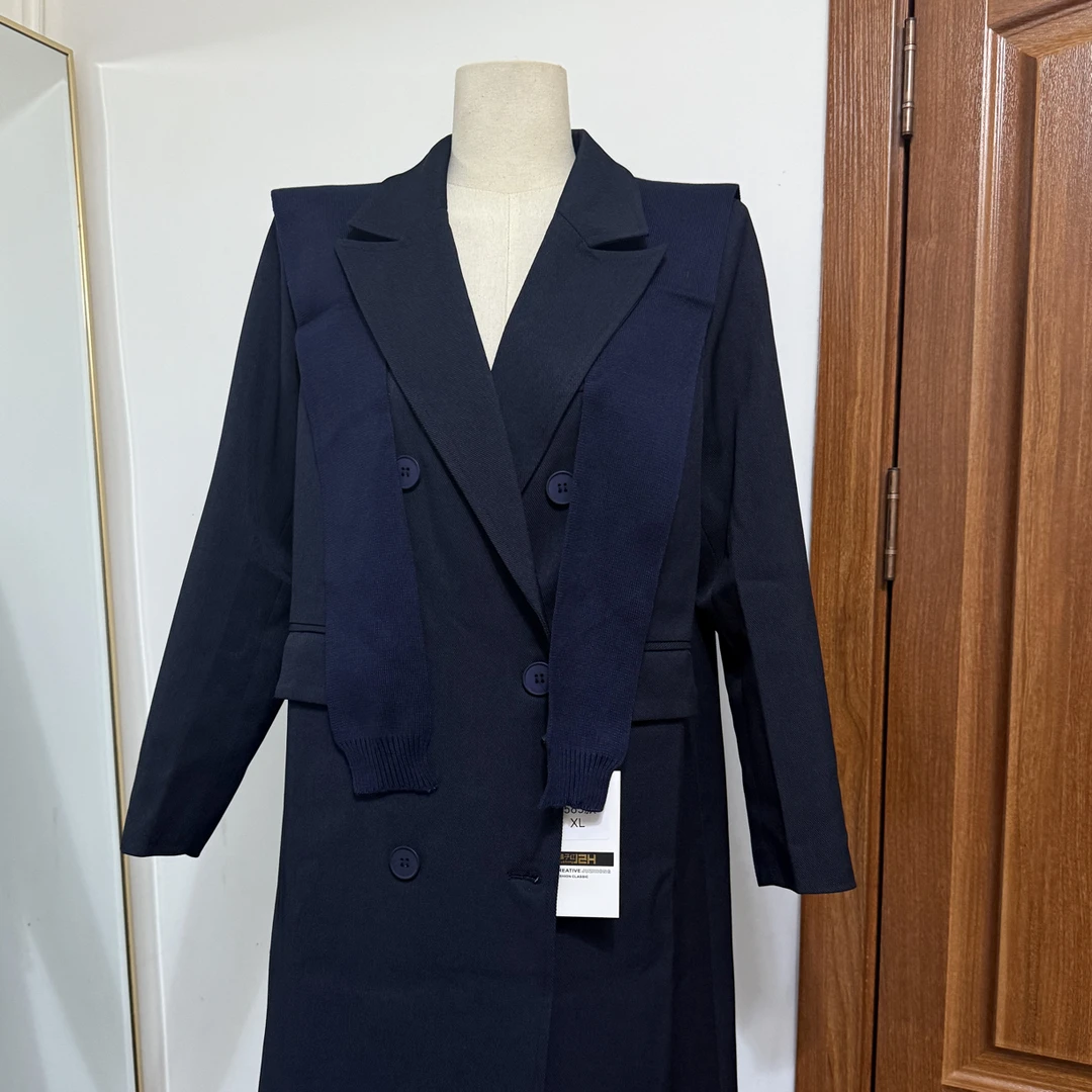 凤尾裙同款 设计感翻领西装披肩俩件套