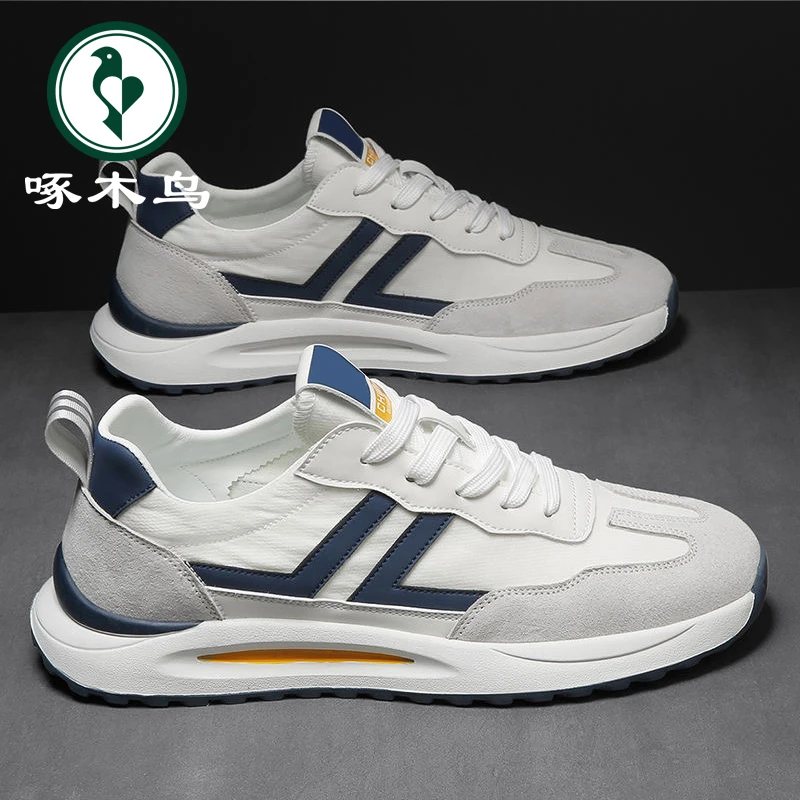 啄木鸟男鞋秋季新款透气厚底时尚休闲板鞋男士潮流百搭运动帆布鞋