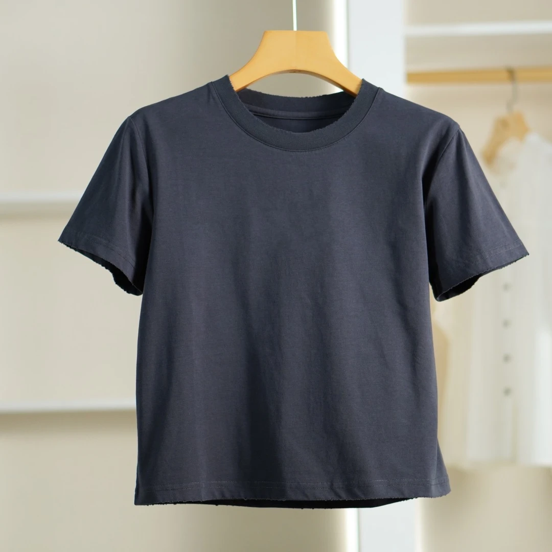 【魏W.D】S409-1 女装夏简约字母短袖T恤灰色1TDM916A0