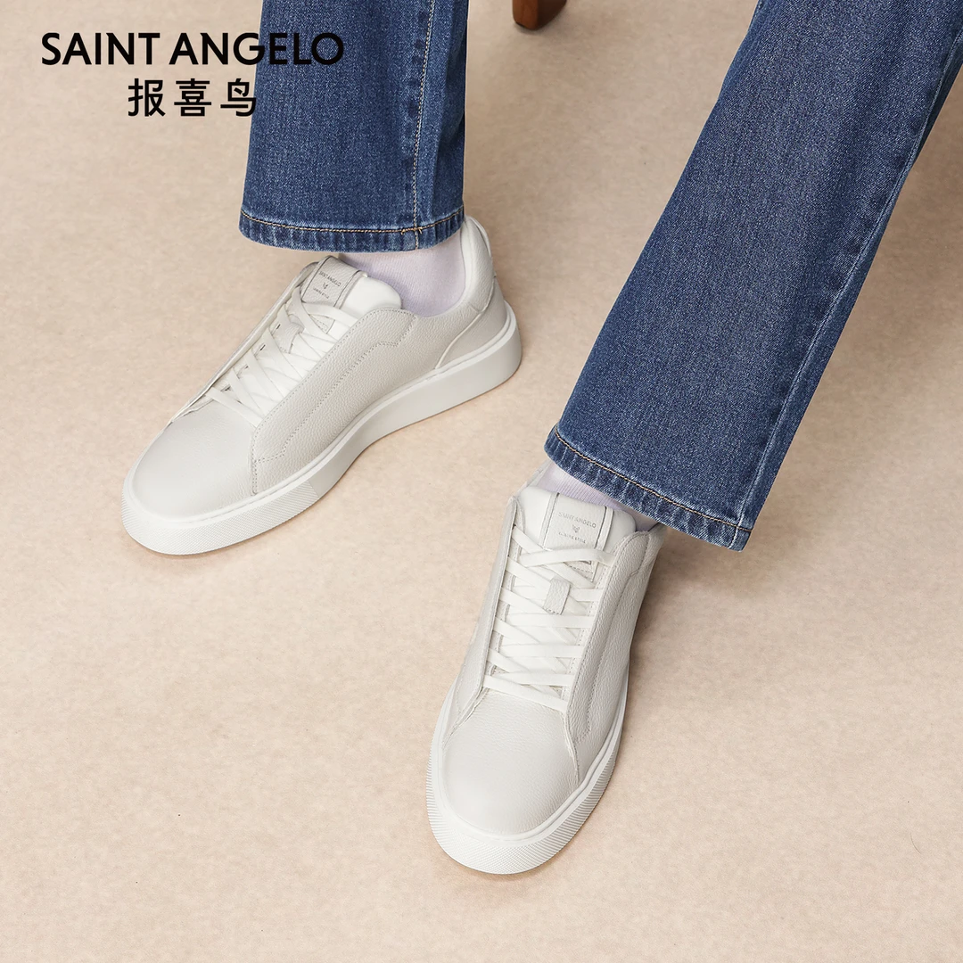 报喜鸟男鞋2025秋季新款男士休闲板鞋头层牛皮潮流百搭个性小白鞋