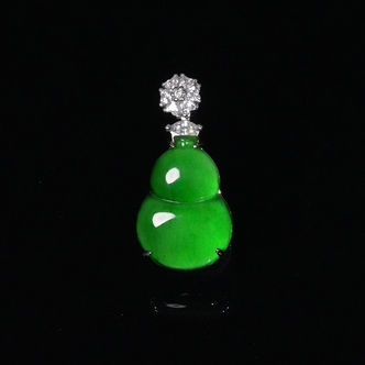 【小胖翡翠】天然A货翡翠葫芦吊坠满绿轻奢日常翡翠饰品-多样性