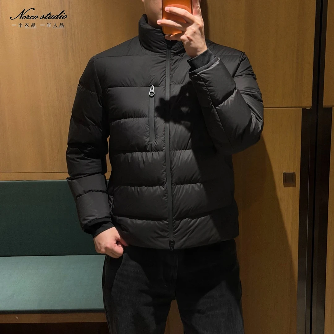 【诺可高定】“硬核防护”城市通勤男士三防白鹅绒立领羽绒服  56077