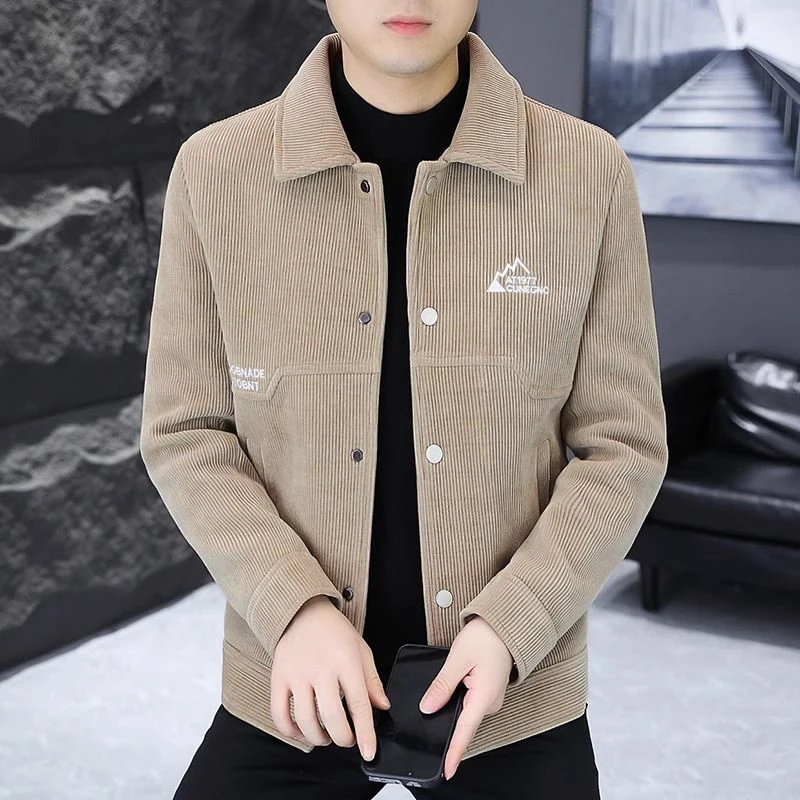 高品质男士夹克外衣春秋季短款翻领潮流外套舒适百搭休闲百搭上衣