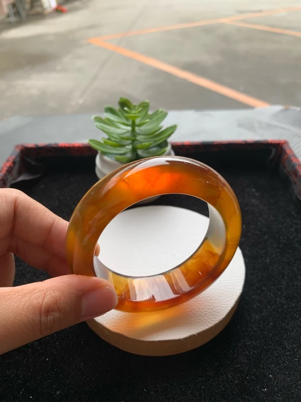 缅甸琥珀金棕手镯58.5