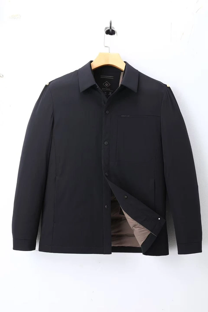 587扣款男士冬季新款常规翻领商务休闲轻薄纯色羽绒服
