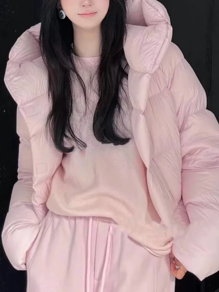 【济州岛】纯色蓬蓬面包服 白鹅绒泡芙感连帽羽绒服9632