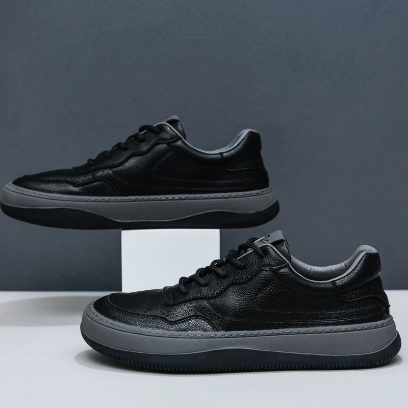 头层牛皮2025夏季新款男鞋网红真皮透气软底运动板鞋男款休闲鞋男