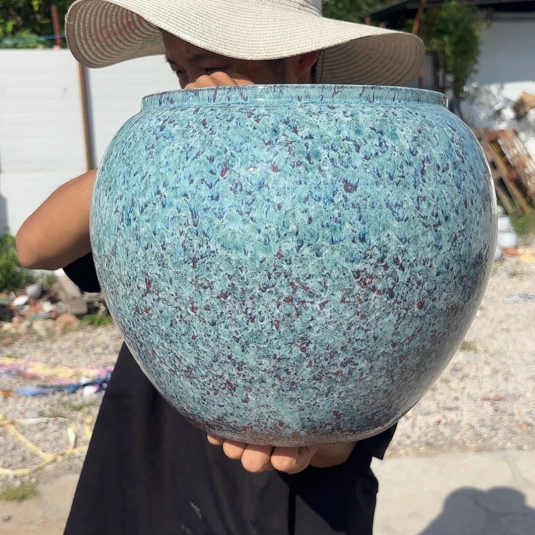 紫砂花盆琉璃紫大球口径24高度27