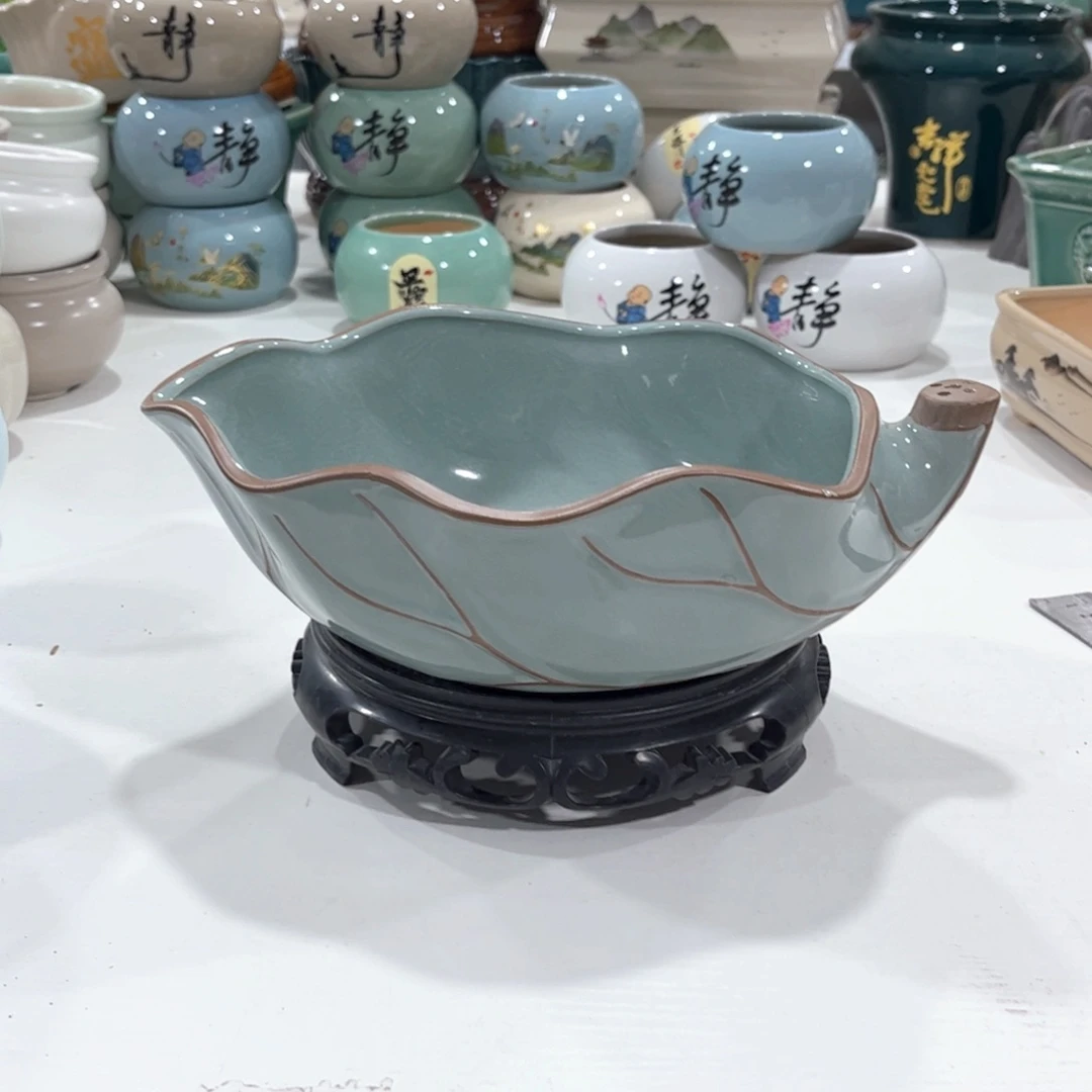 无孔，口  22-20*8陶瓷绿植多肉花盆拍满8.8包邮发货