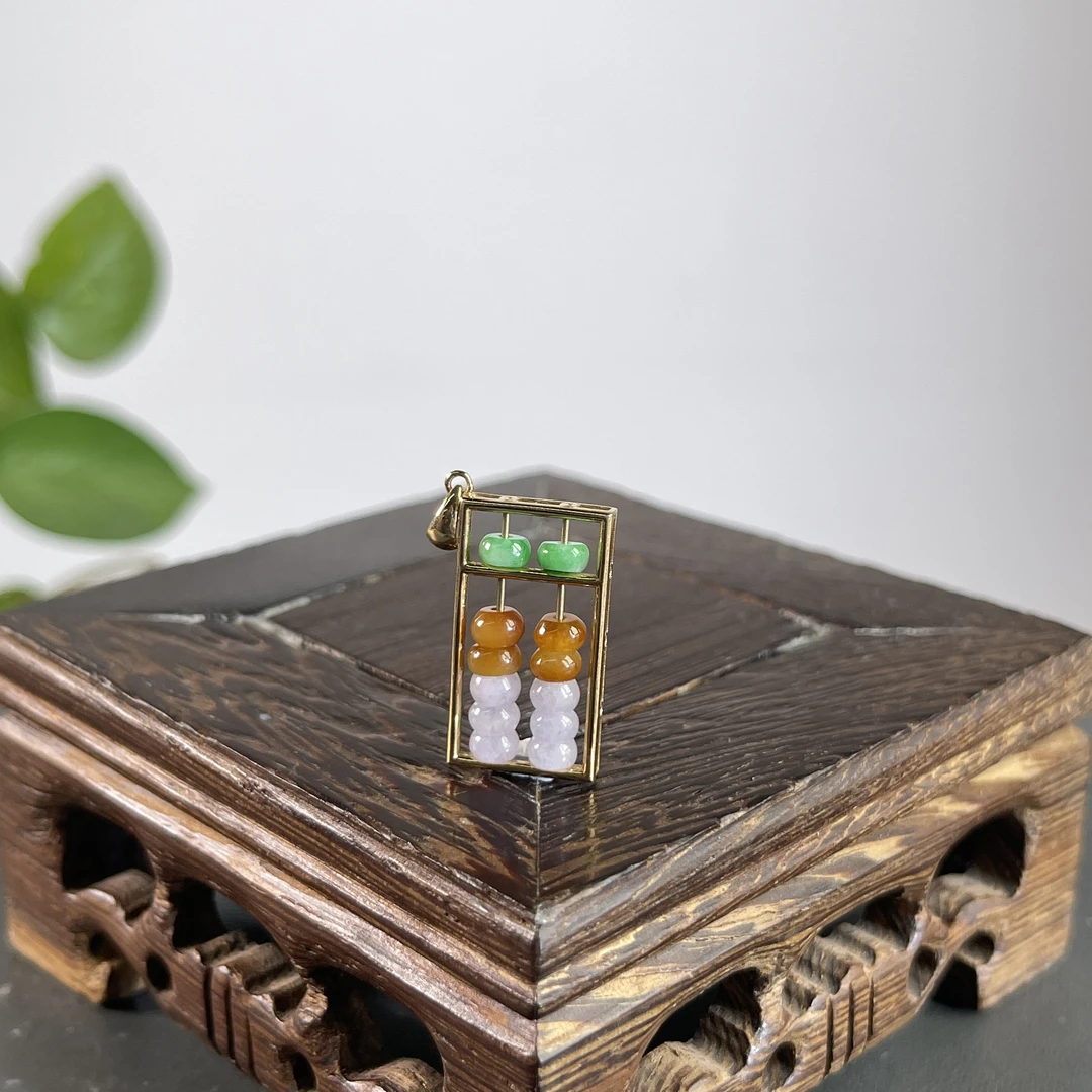 JTA30-08 天然缅甸A货翡翠 18K翡翠吊坠