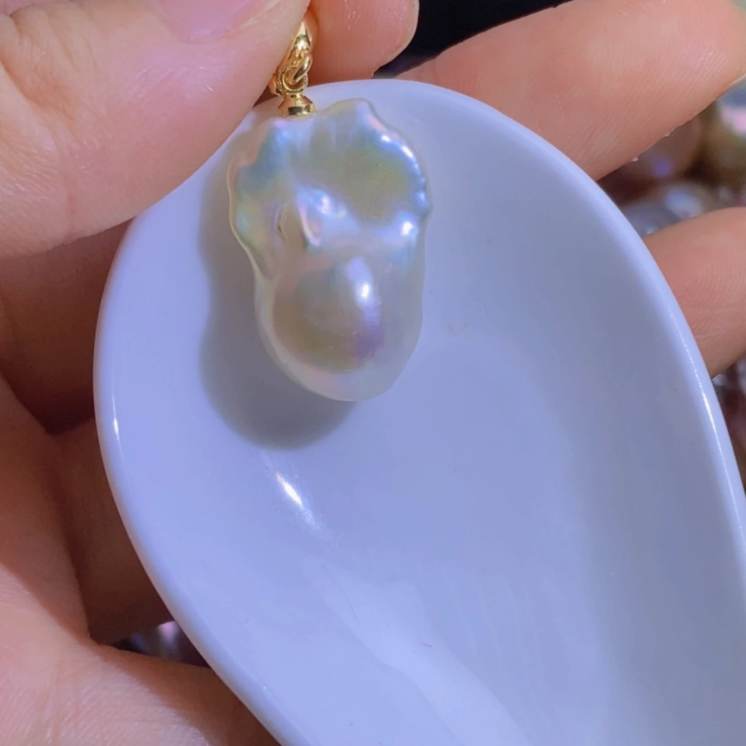 银S925镶嵌淡水珍珠微瑕