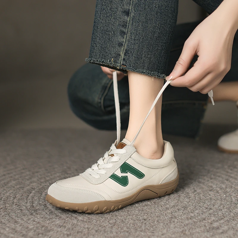 4.5cm厚底休闲百搭舒适中跟学院风系带乐福小皮鞋真皮德训鞋单鞋