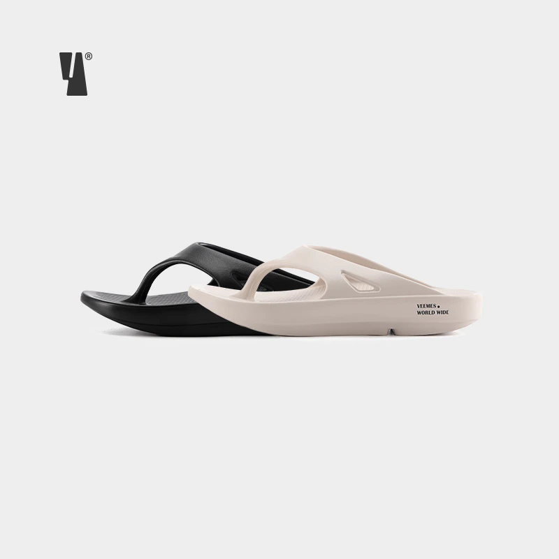 VEEMES【流光风】微迷外穿四季运动拖鞋简约厚底增高人字拖休闲板鞋