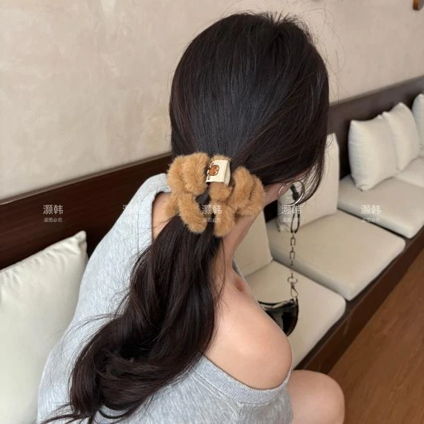 超大一个！毛毛电话线～不伤发高弹力秋冬氛围大号毛绒电话线发圈