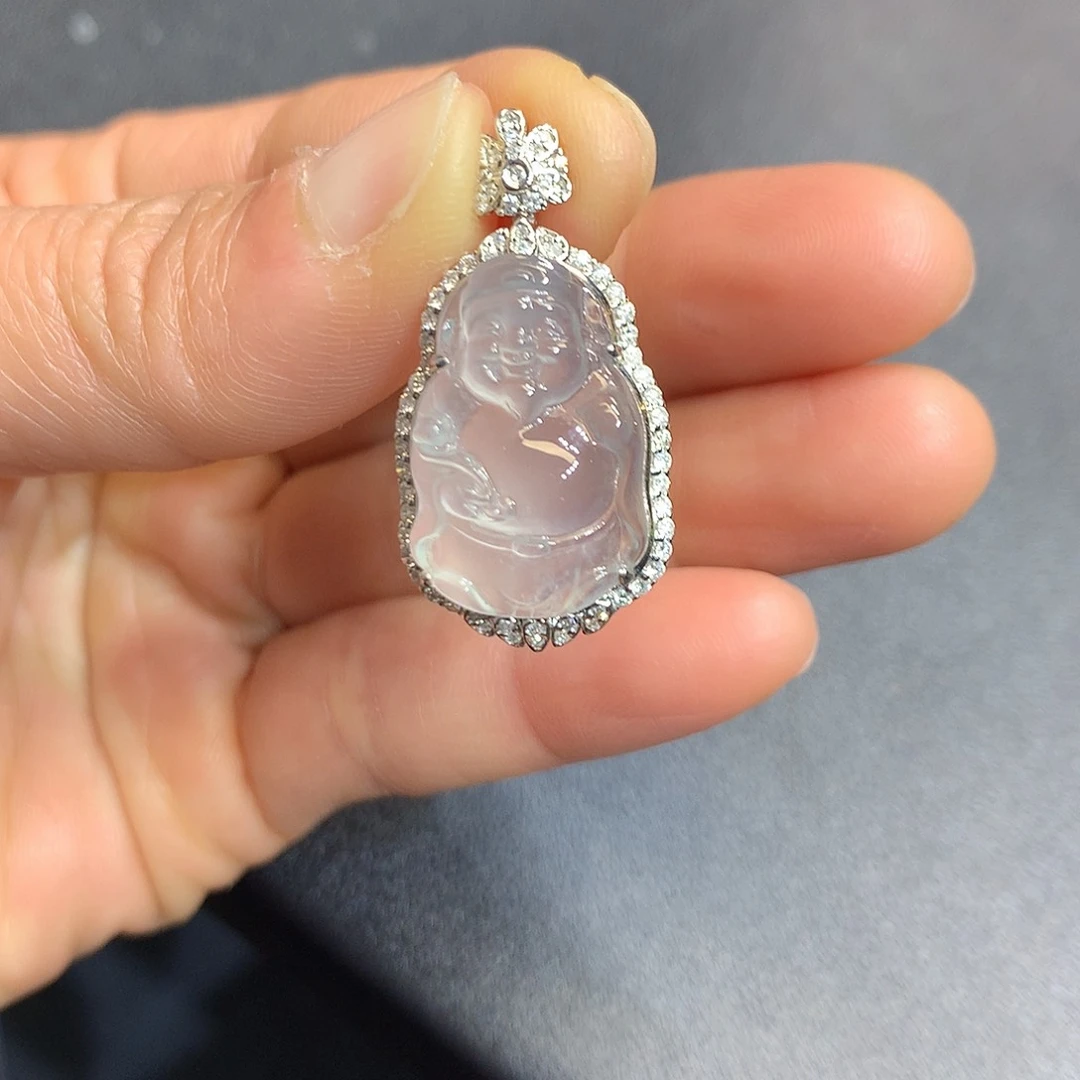 翡翠吊坠(不含链)18K金镶嵌