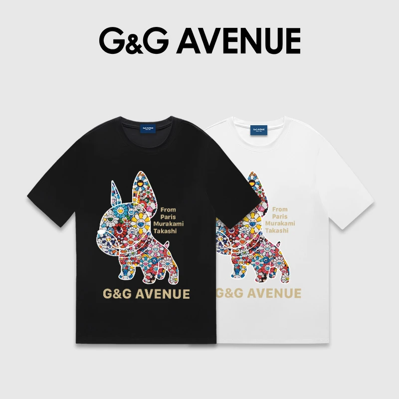法国G&G AVENUE轻奢潮牌夏季新款印花短袖T恤男女同款-GT2511005