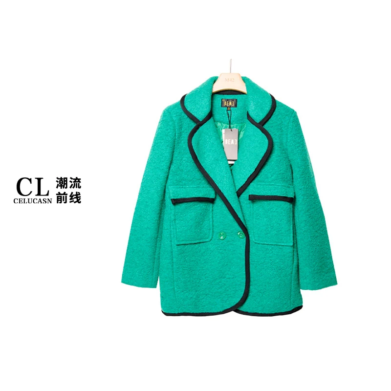 B5VBN082#高级感撞色别致宽松百搭西装领外套季时髦气质开衫