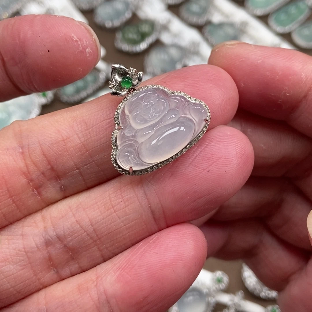 翡翠18K金镶嵌吊坠(不含链)佛公