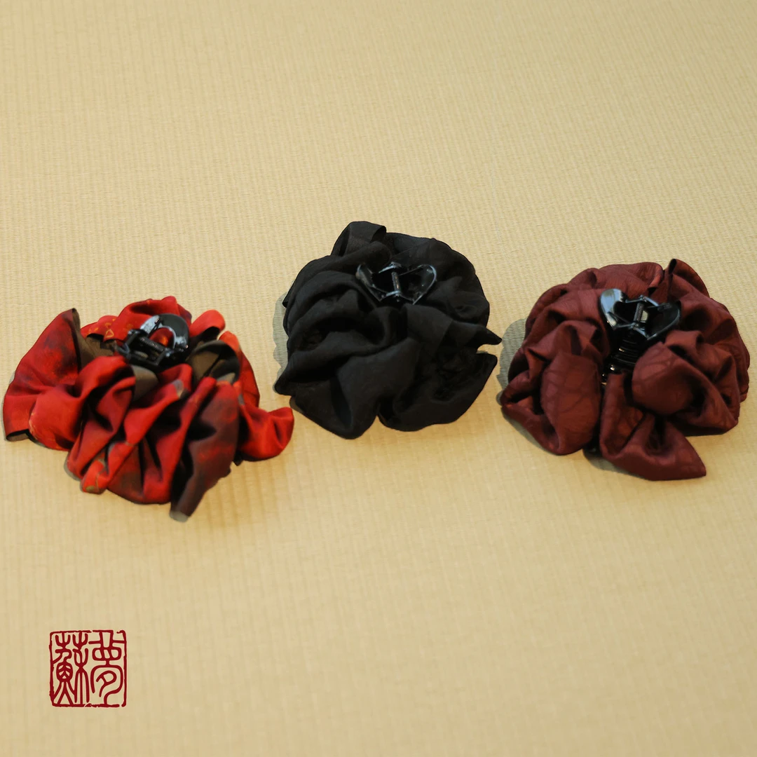 {苏梦}香云纱云朵褶皱抓夹0504357